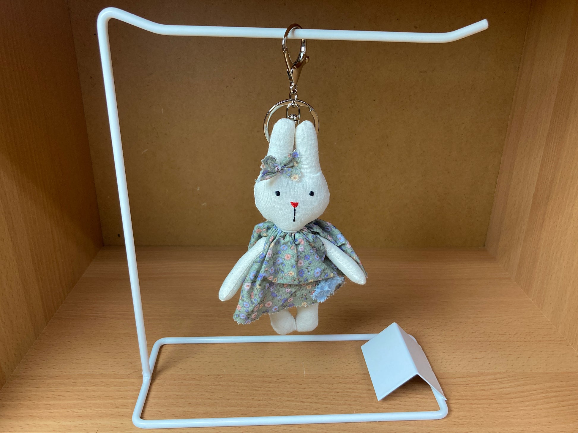 Tiny Treasures Seoul - Floral Dress Bunny Plush Bag Charm Front View 2