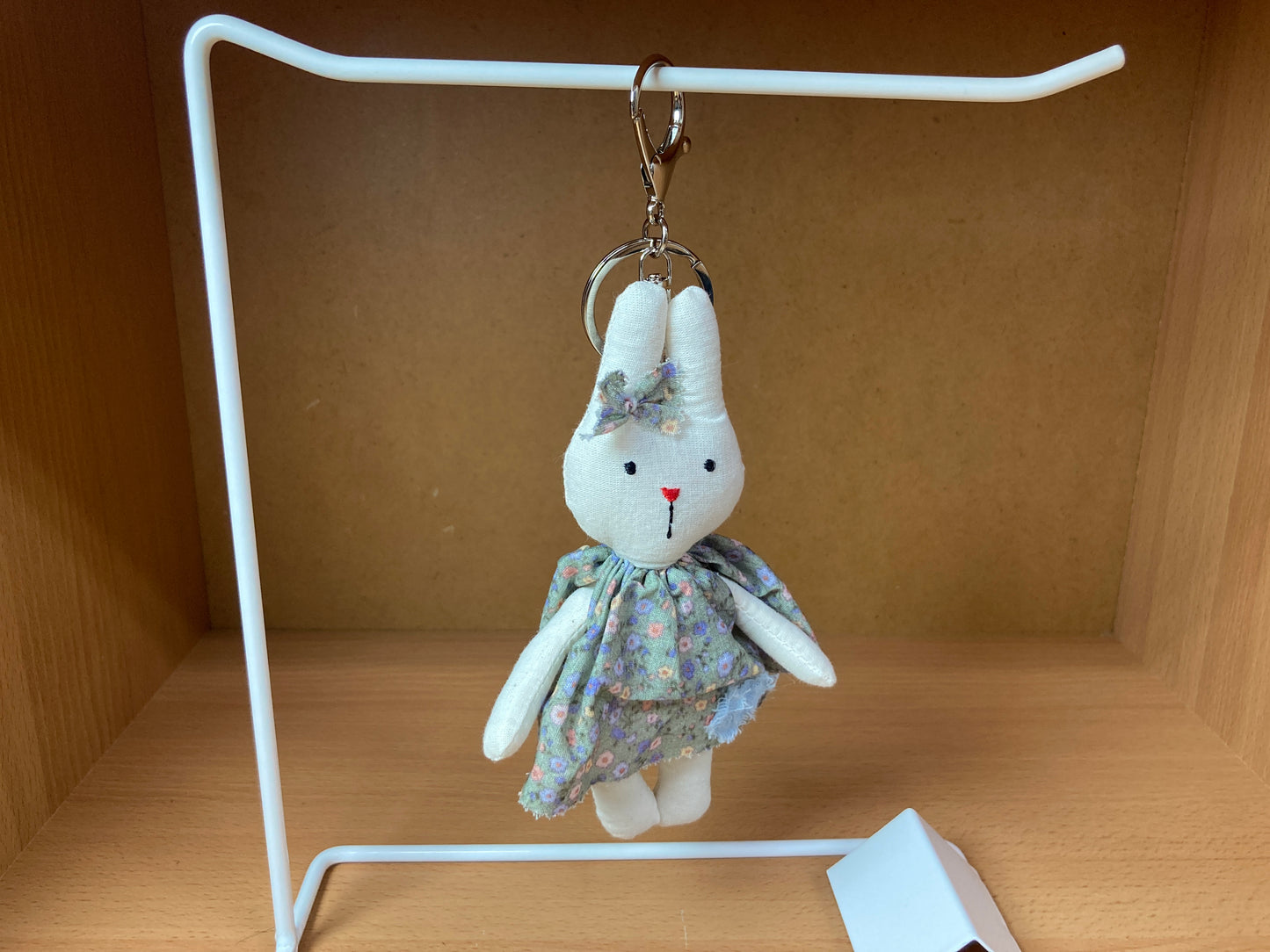 Tiny Treasures Seoul - Floral Dress Bunny Plush Bag Charm Front View 4