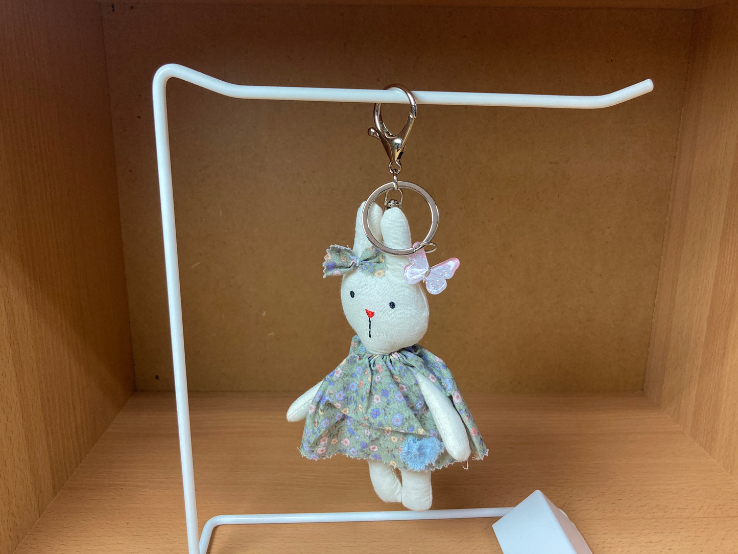 Tiny Treasures Seoul - Floral Dress Bunny Plush Bag Charm Side View 2