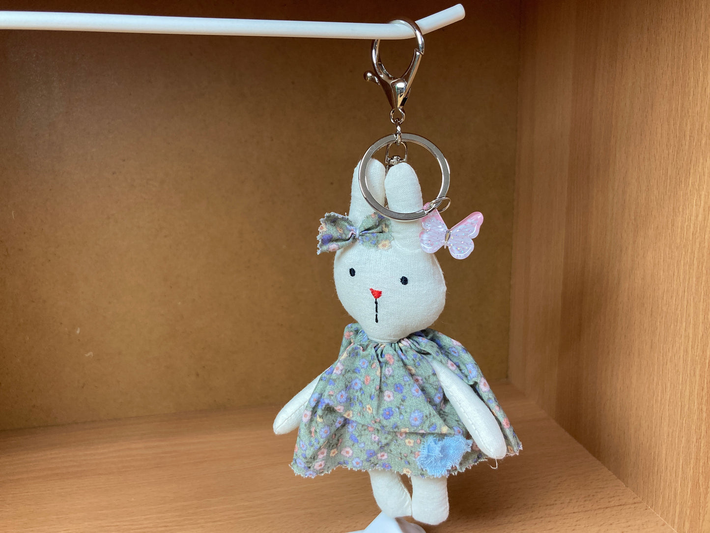 Tiny Treasures Seoul - Floral Dress Bunny Plush Bag Charm Front Side 5