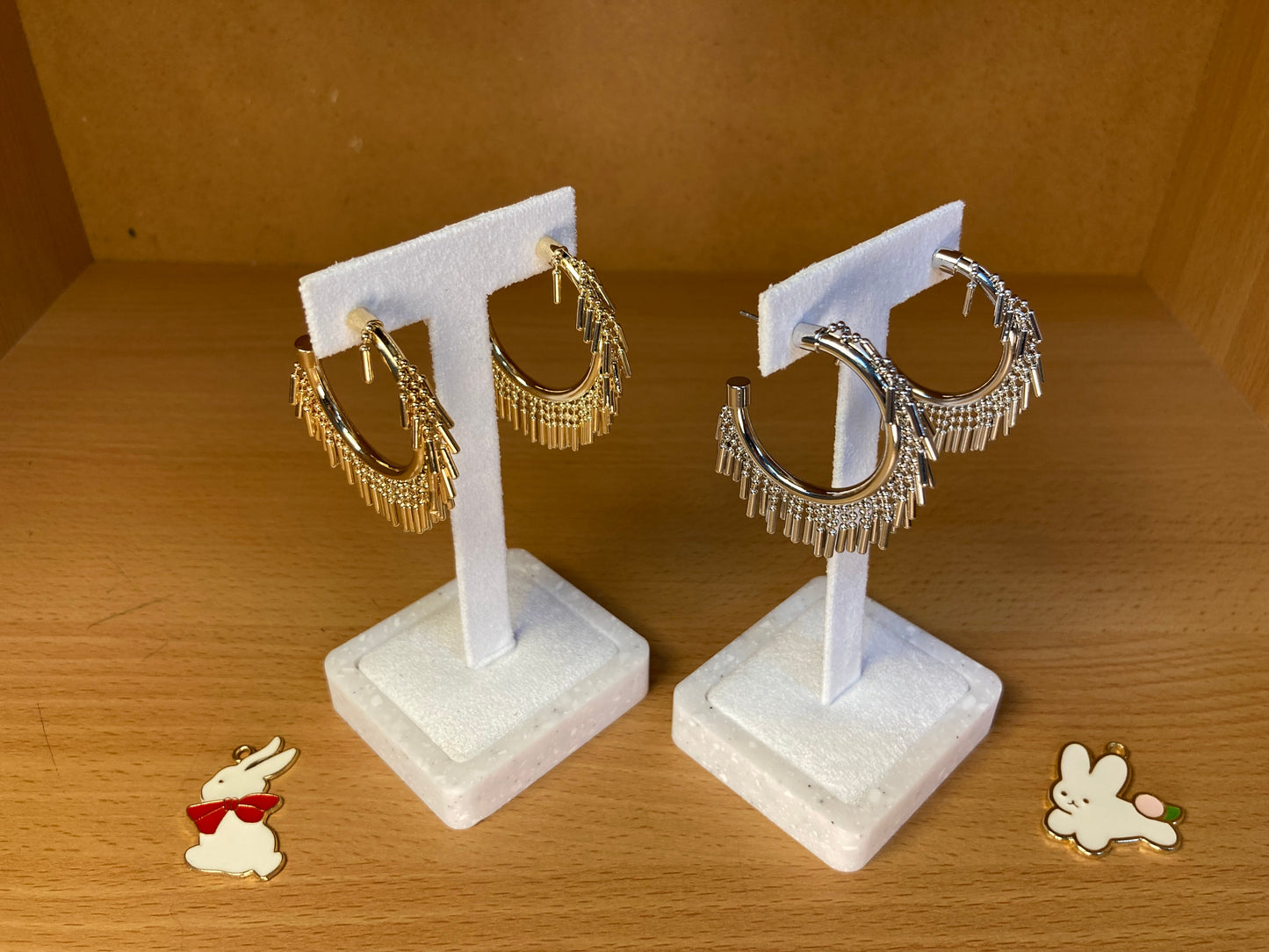 Tiny Treasures Seoul - Fringe Hoop Earrings (Gold)