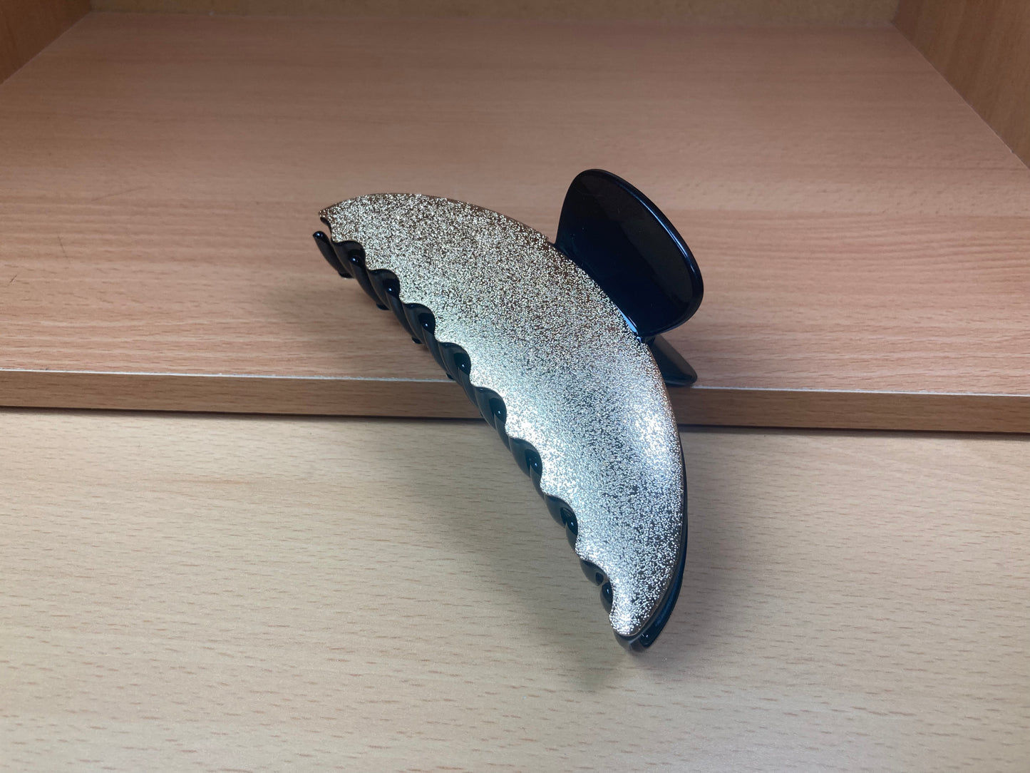 Tiny Treasures Seoul - Gold & Black Shimmer Half Moon Hair Claw Side View 4