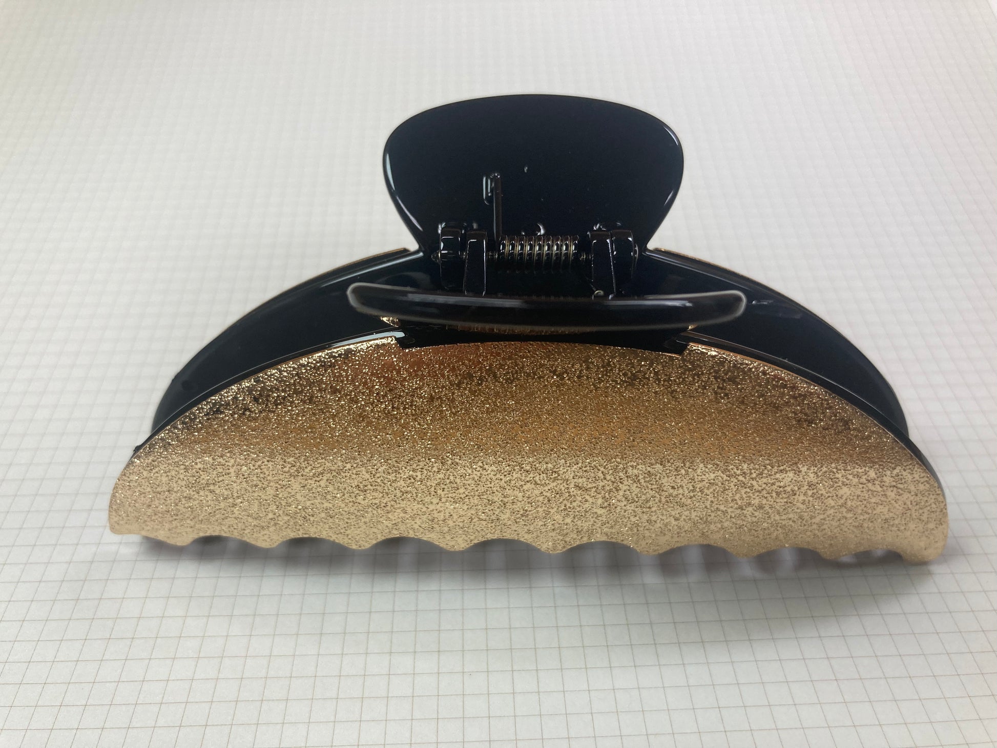 Tiny Treasures Seoul - Gold & Black Shimmer Half Moon Hair Claw Top View 5
