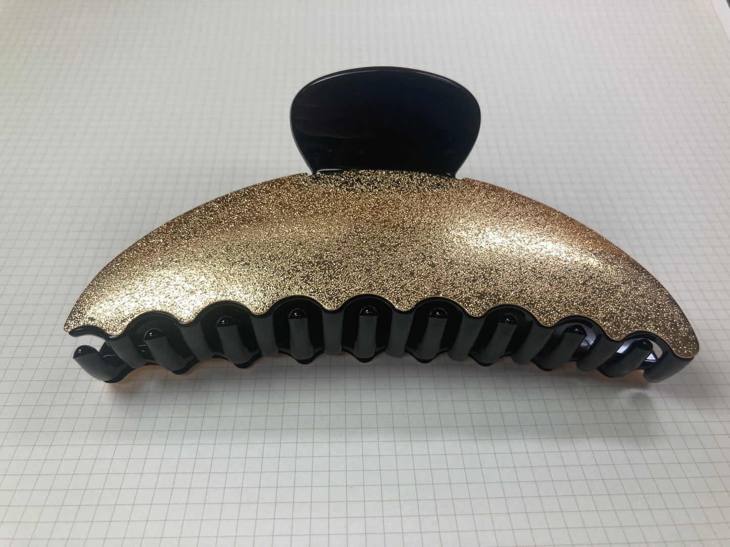 Tiny Treasures Seoul - Gold & Black Shimmer Half Moon Hair Claw Front View 8