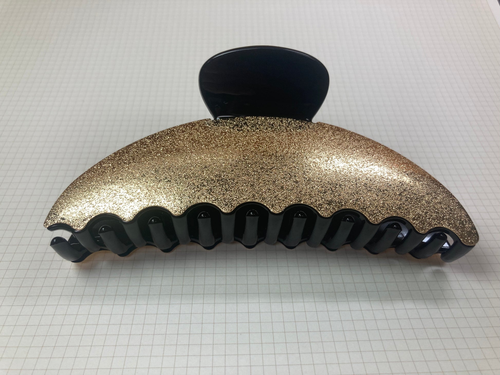 Tiny Treasures Seoul - Gold & Black Shimmer Half Moon Hair Claw Front View 8