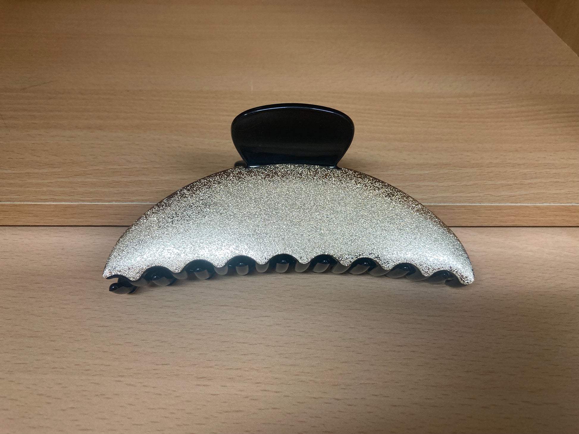 Tiny Treasures Seoul - Gold & Black Shimmer Half Moon Hair Claw Front View