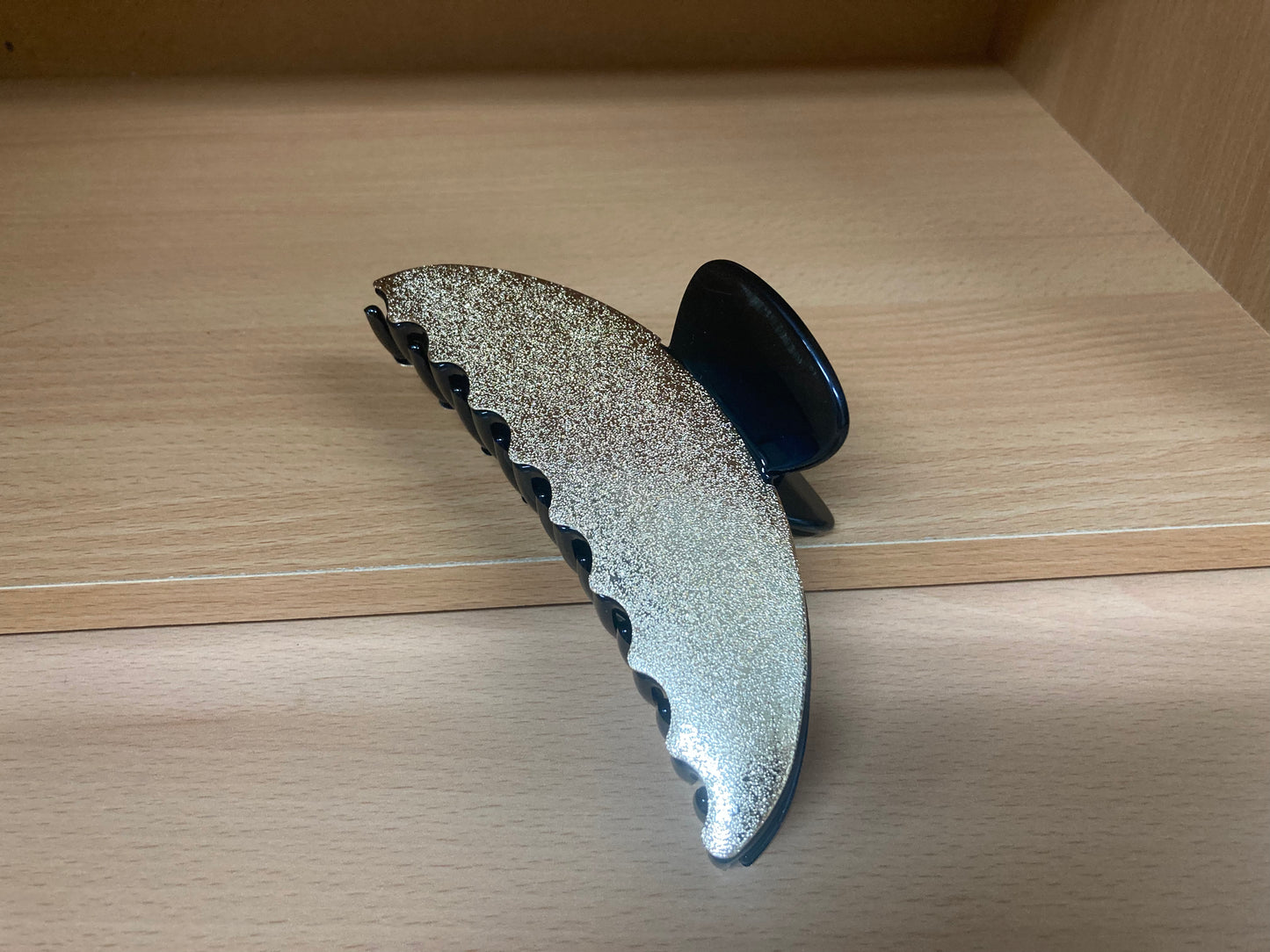 Tiny Treasures Seoul - Gold & Black Shimmer Half Moon Hair Claw Side View
