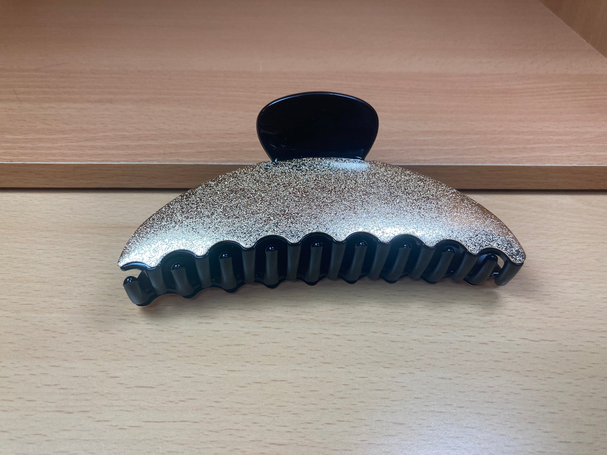 Tiny Treasures Seoul - Gold & Black Shimmer Half Moon Hair Claw Front View 5