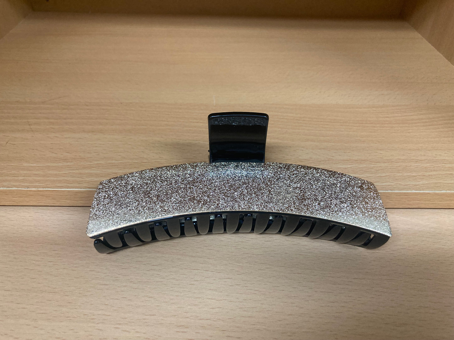 Tiny Treasures Seoul - Gold & Black Shimmer Long Bar Hair Claw Front Side 3