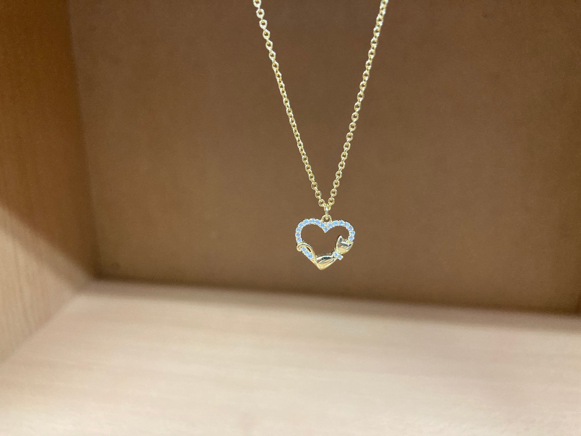 Tiny Treasures Seoul - Heart & Cat Necklace (Gold) 12