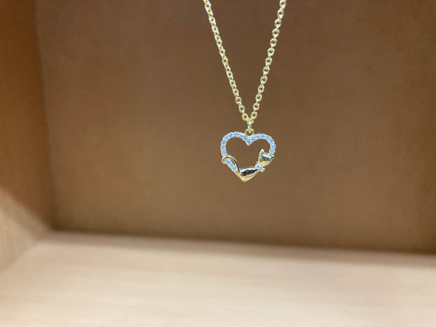 Tiny Treasures Seoul - Heart & Cat Necklace (Gold) 13