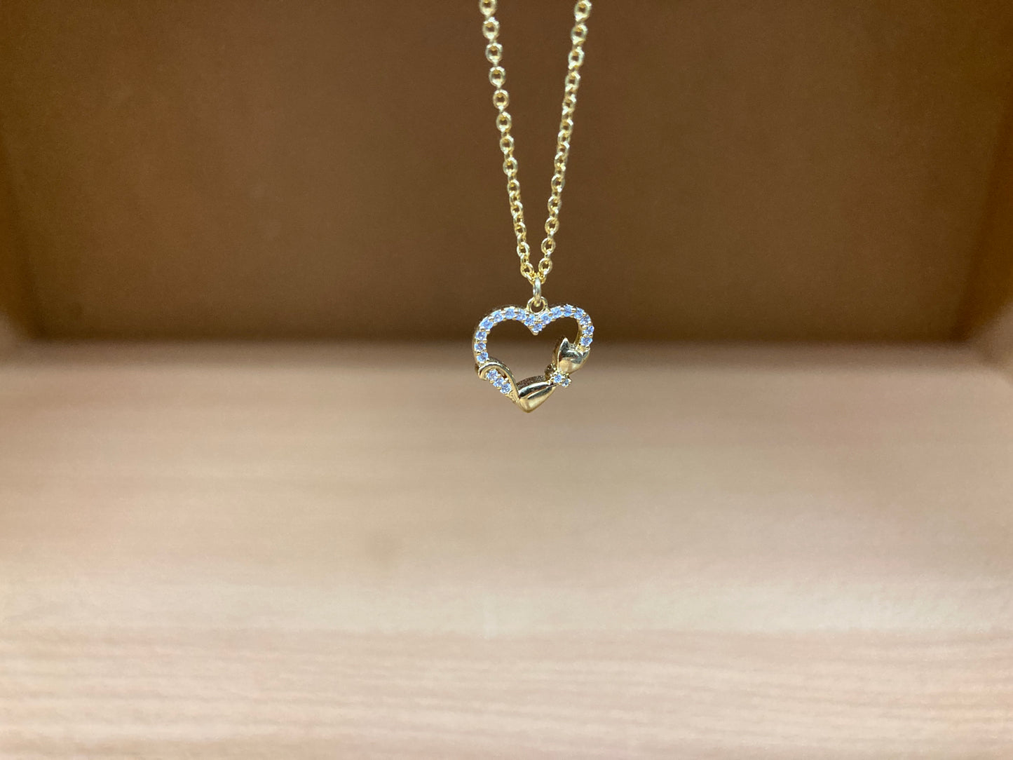 Tiny Treasures Seoul - Heart & Cat Necklace (Gold) 4