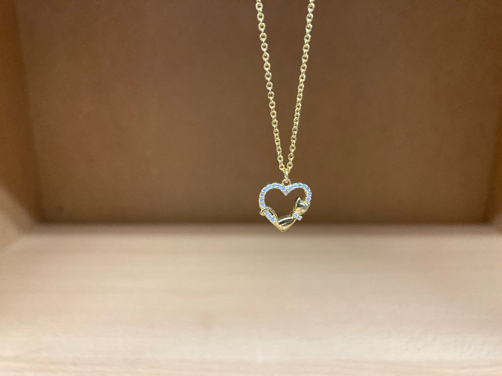Tiny Treasures Seoul - Heart & Cat Necklace (Gold) 5