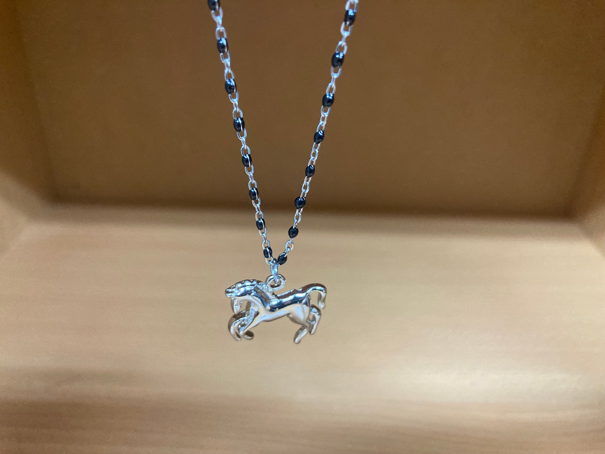 Tiny Treasures Seoul - Horse Pendant Dense Beaded Chain Necklace