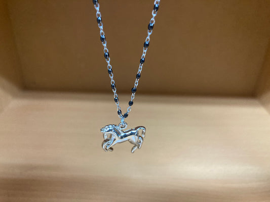 Horse Pendant Dense Beaded Chain Necklace