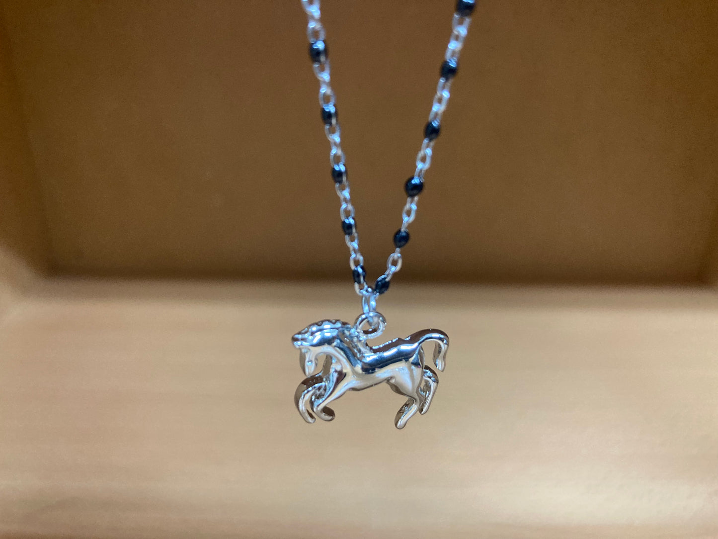 Tiny Treasures Seoul - Horse Pendant Dense Beaded Chain Necklace