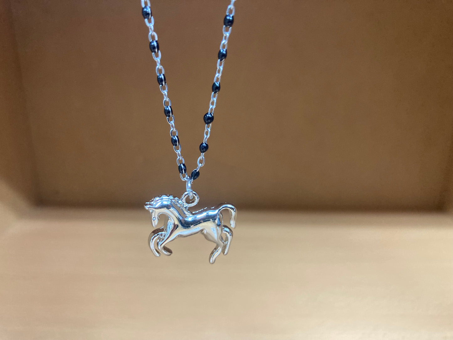 Tiny Treasures Seoul - Horse Pendant Dense Beaded Chain Necklace