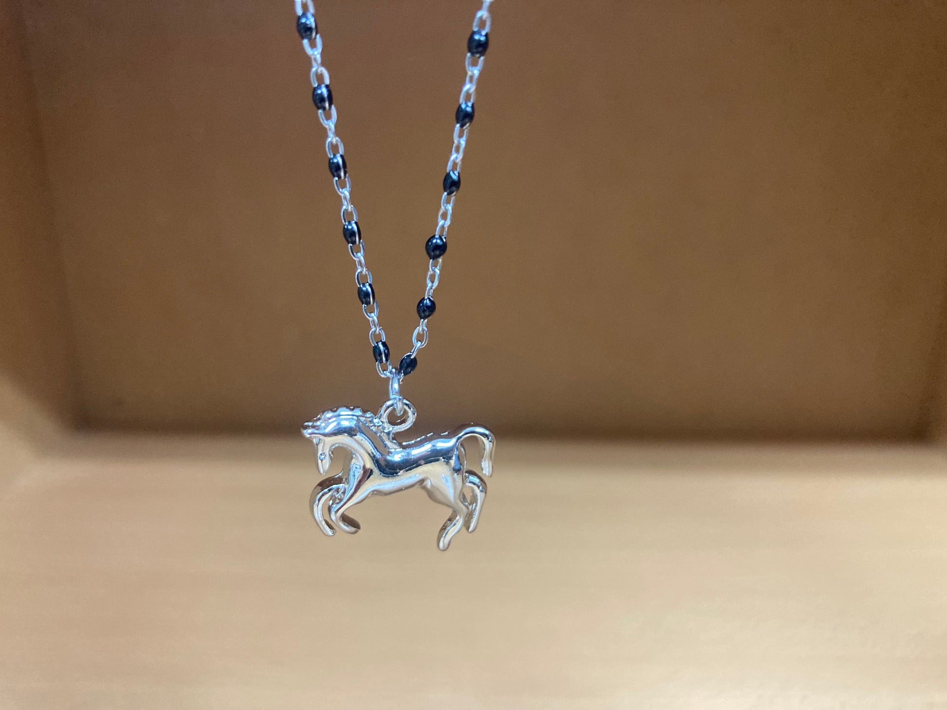 Tiny Treasures Seoul - Horse Pendant Dense Beaded Chain Necklace