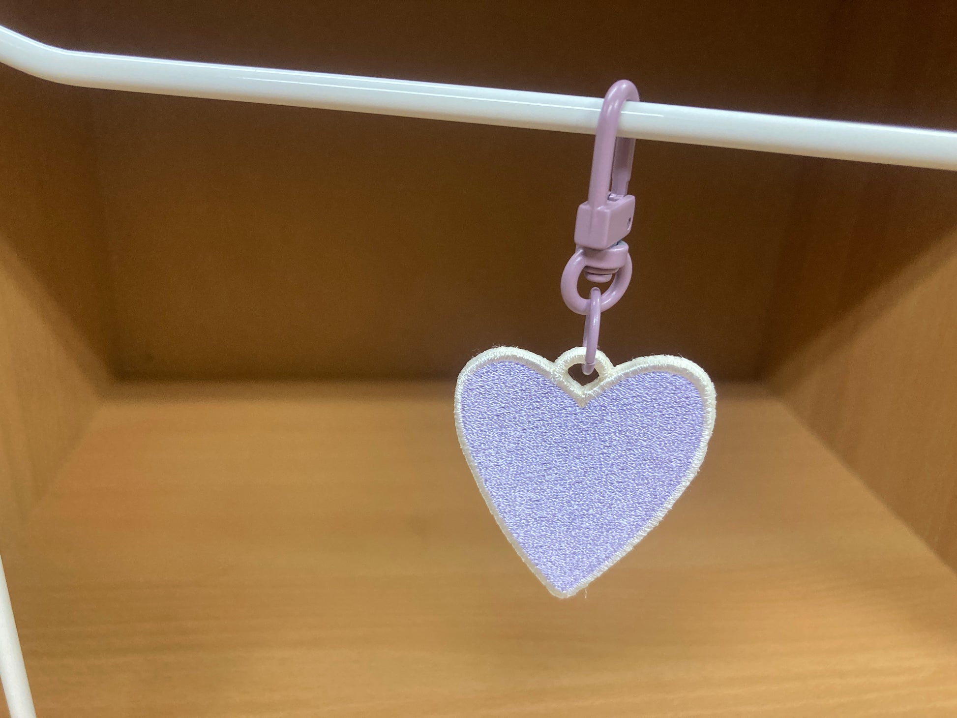 Tiny Treasures Seoul - Lavender Embroidered Heart Bag Charm 2