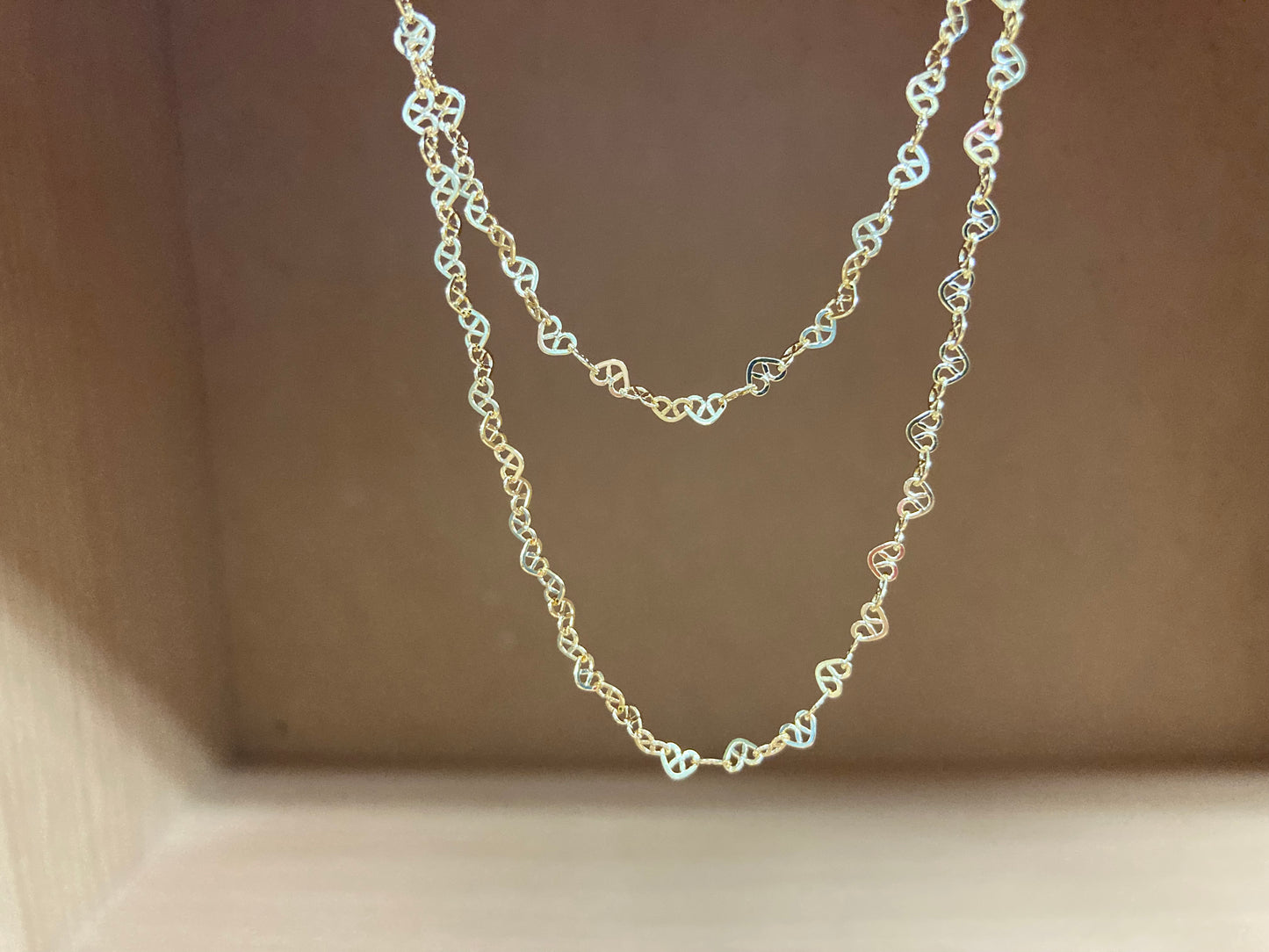 Tiny Treasures Seoul - Layered Heart Link Gold Necklace Front View