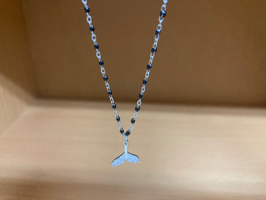 Mermaid Tail Pendant Dense Beaded Chain Necklace