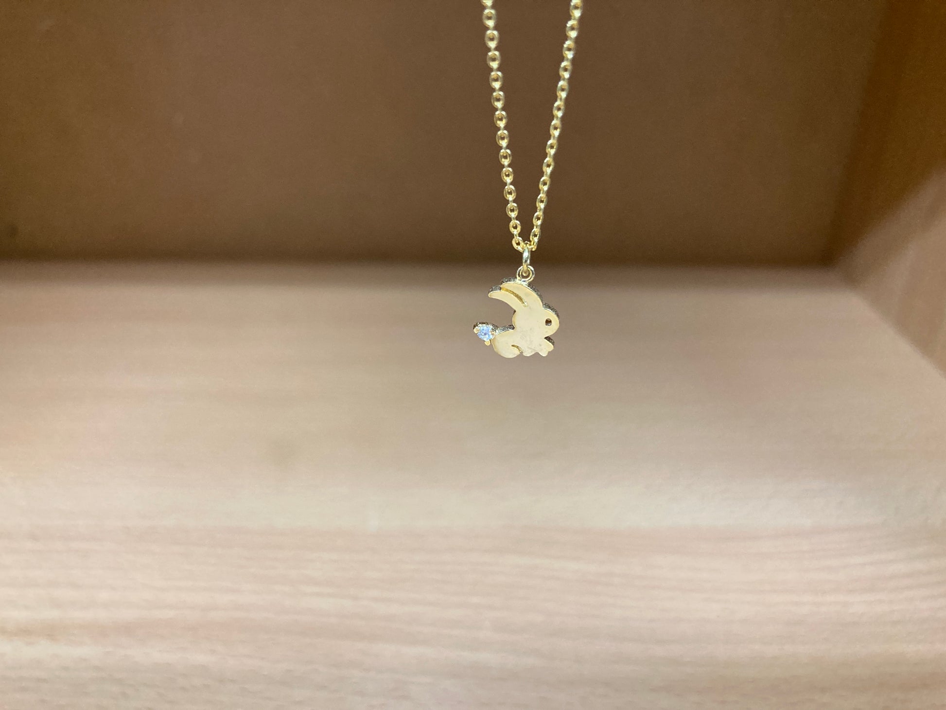 Tiny Treasures Seoul - Mini Bunny Crystal Necklace (Gold) 10
