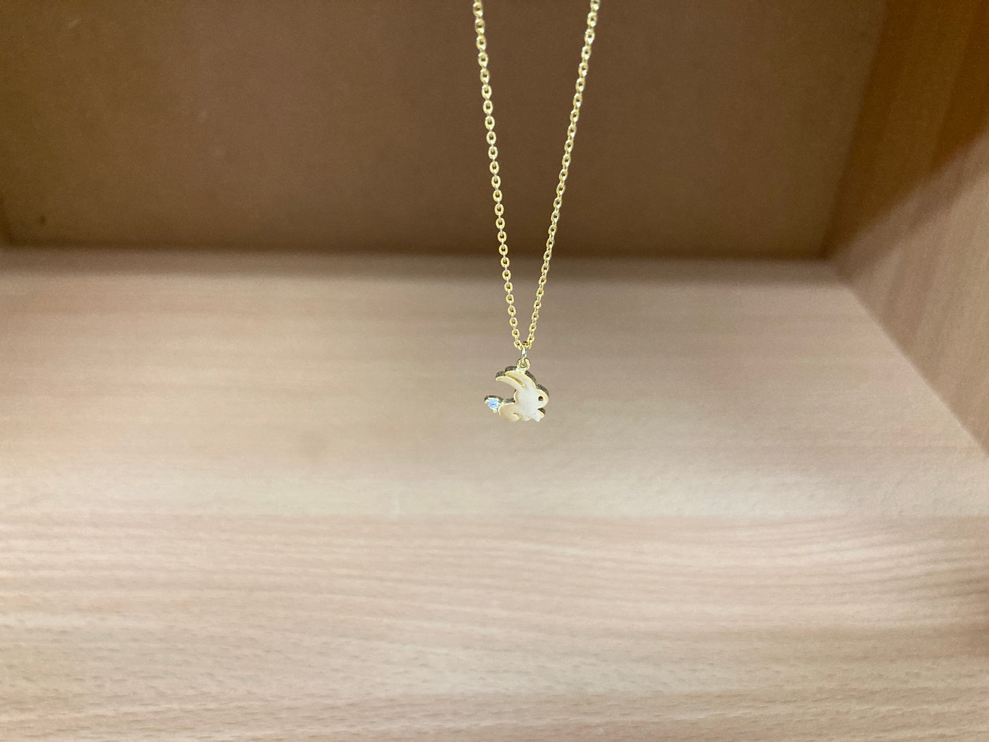 Tiny Treasures Seoul - Mini Bunny Crystal Necklace (Gold) 12