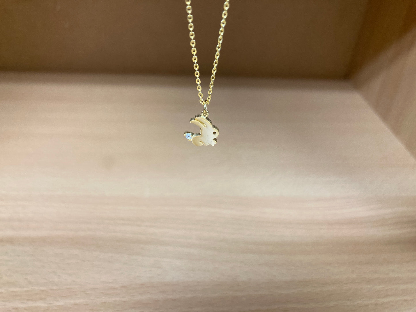 Tiny Treasures Seoul - Mini Bunny Crystal Necklace (Gold) 13