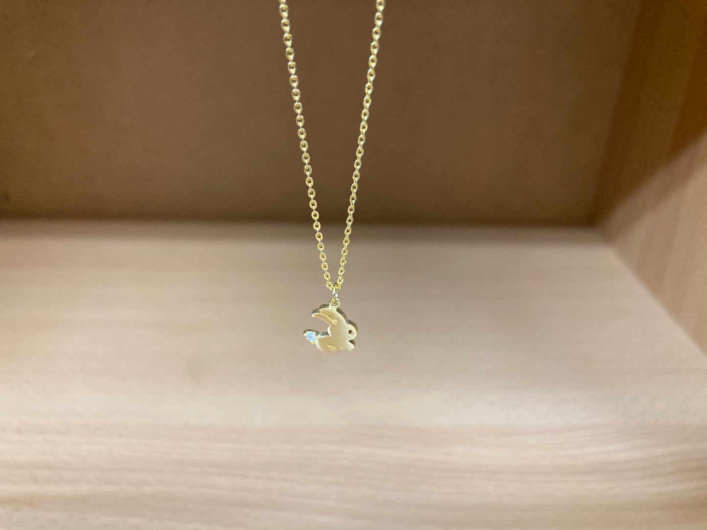 Tiny Treasures Seoul - Mini Bunny Crystal Necklace (Gold) 14
