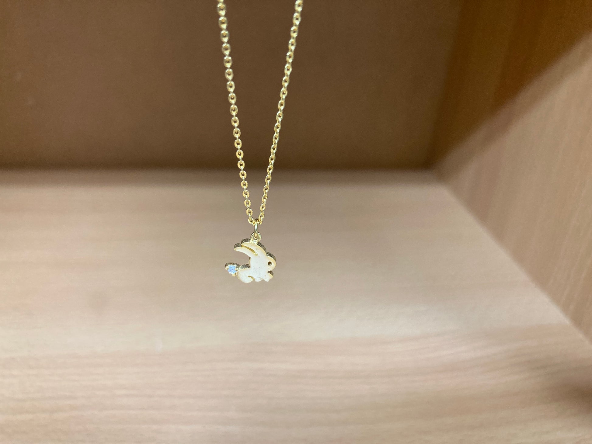 Tiny Treasures Seoul - Mini Bunny Crystal Necklace (Gold) 15