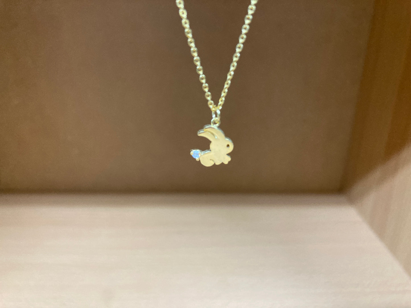 Tiny Treasures Seoul - Mini Bunny Crystal Necklace (Gold) 2