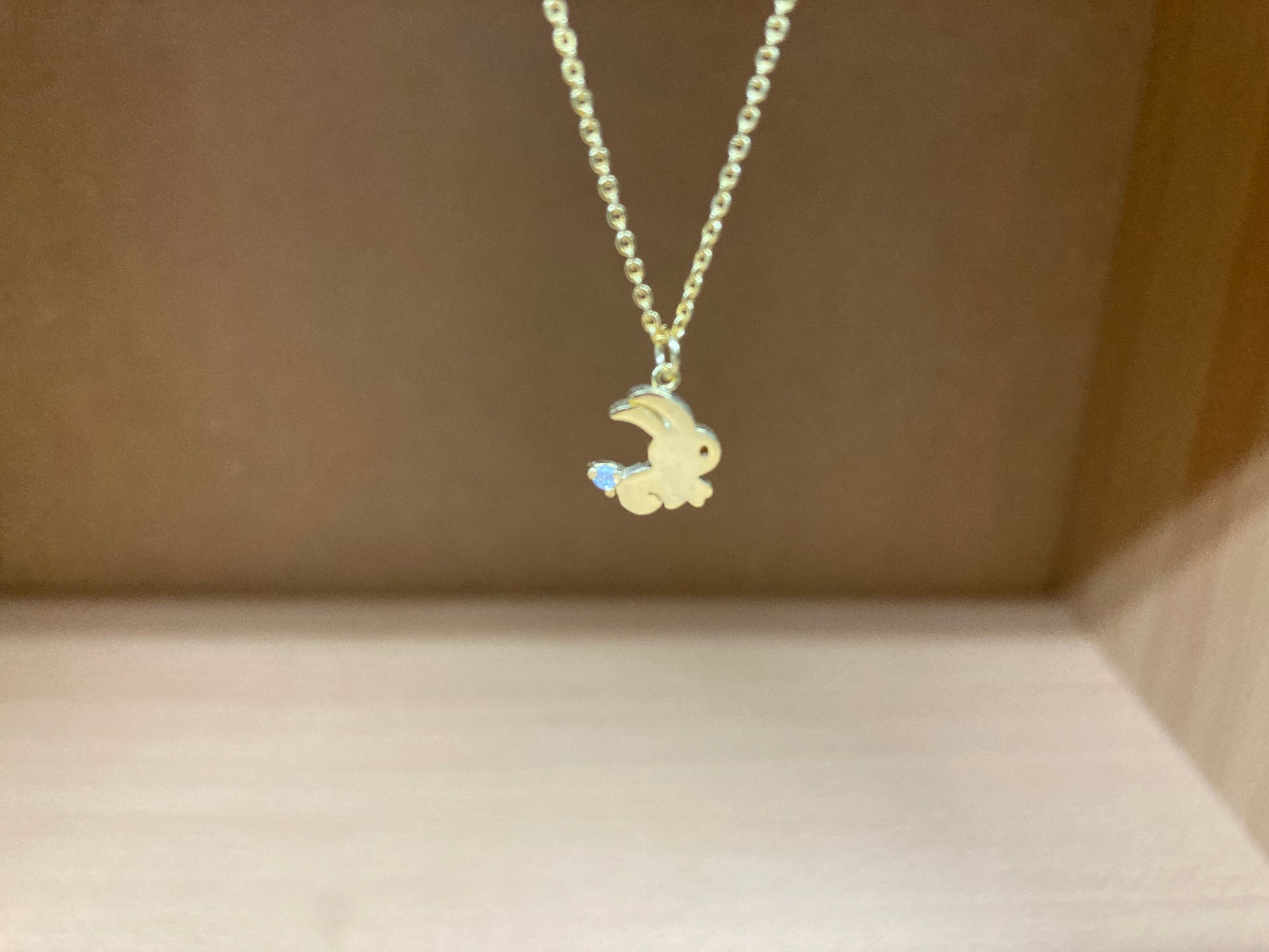 Tiny Treasures Seoul - Mini Bunny Crystal Necklace (Gold) 2