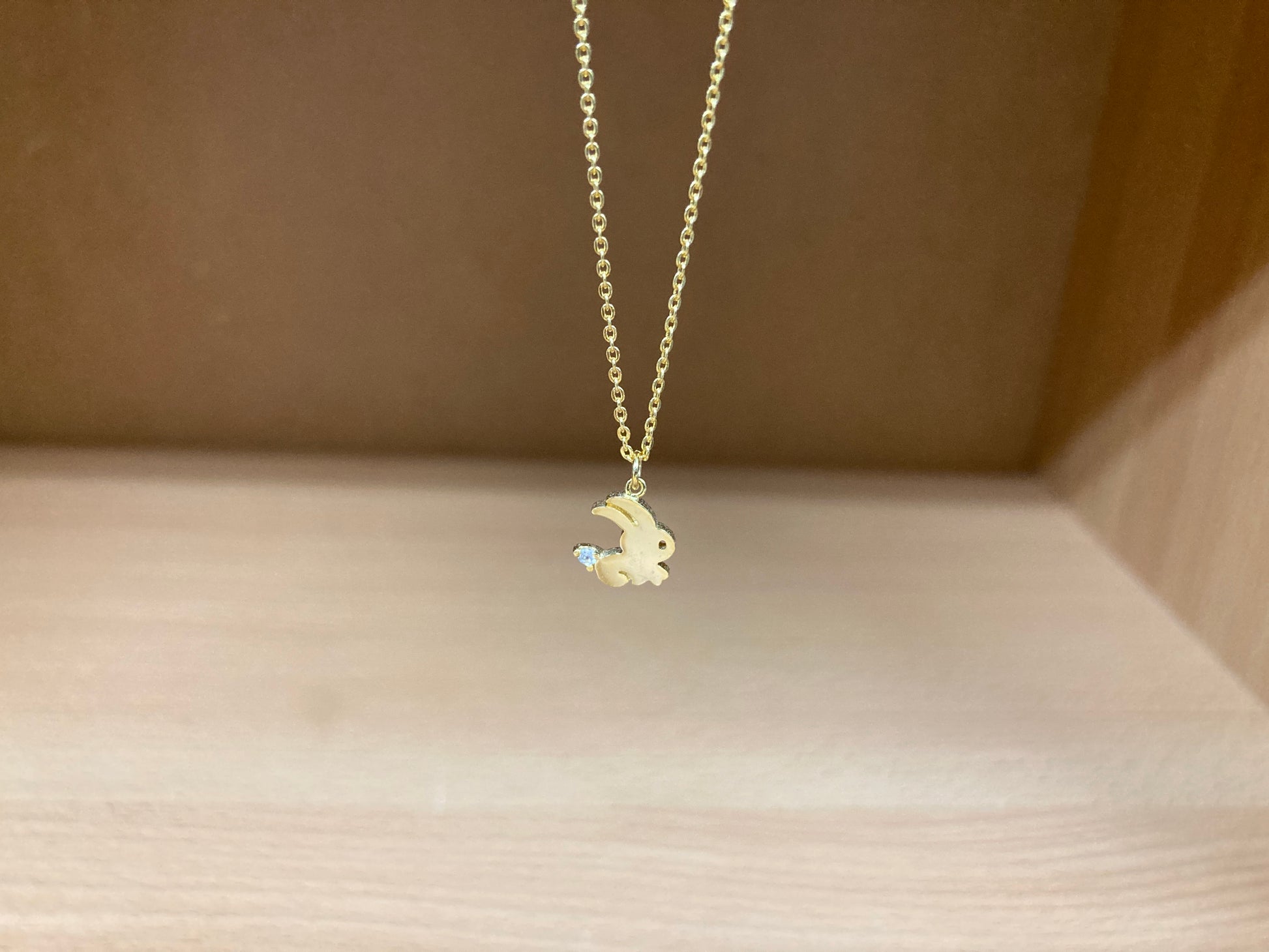 Tiny Treasures Seoul - Mini Bunny Crystal Necklace (Gold) 4