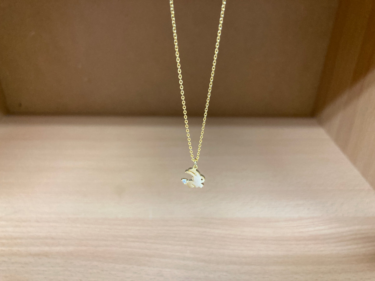Tiny Treasures Seoul - Mini Bunny Crystal Necklace (Gold) 6