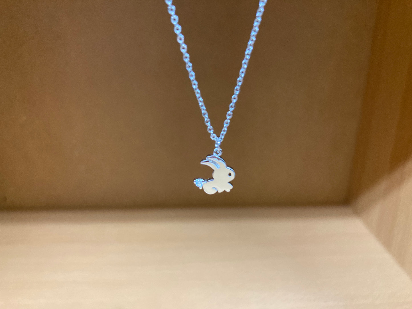 Tiny Treasures Seoul - Mini Bunny Crystal Necklace (Silver) 