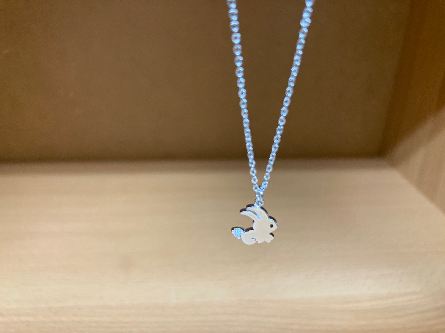 Tiny Treasures Seoul - Mini Bunny Crystal Necklace (Silver) 2