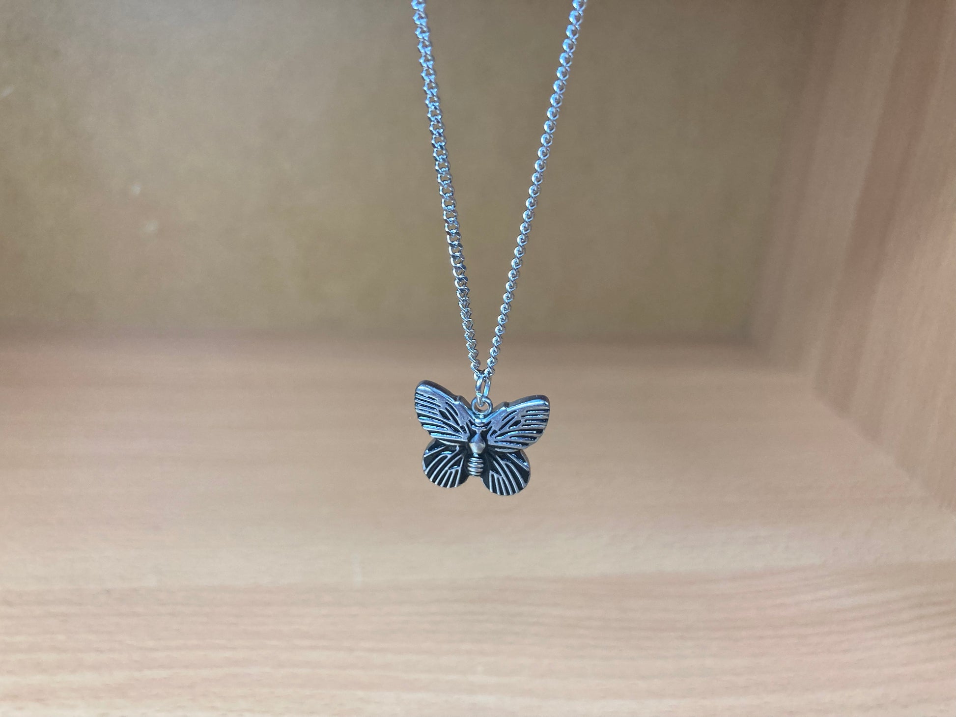 Tiny Treasures Seoul - Mini Butterfly Pendant Necklace (Surgical Steel) Front View 7