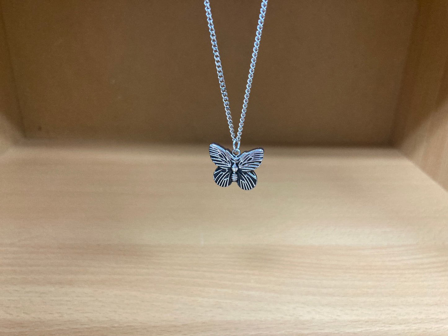 Tiny Treasures Seoul - Mini Butterfly Pendant Necklace (Surgical Steel) Front View
