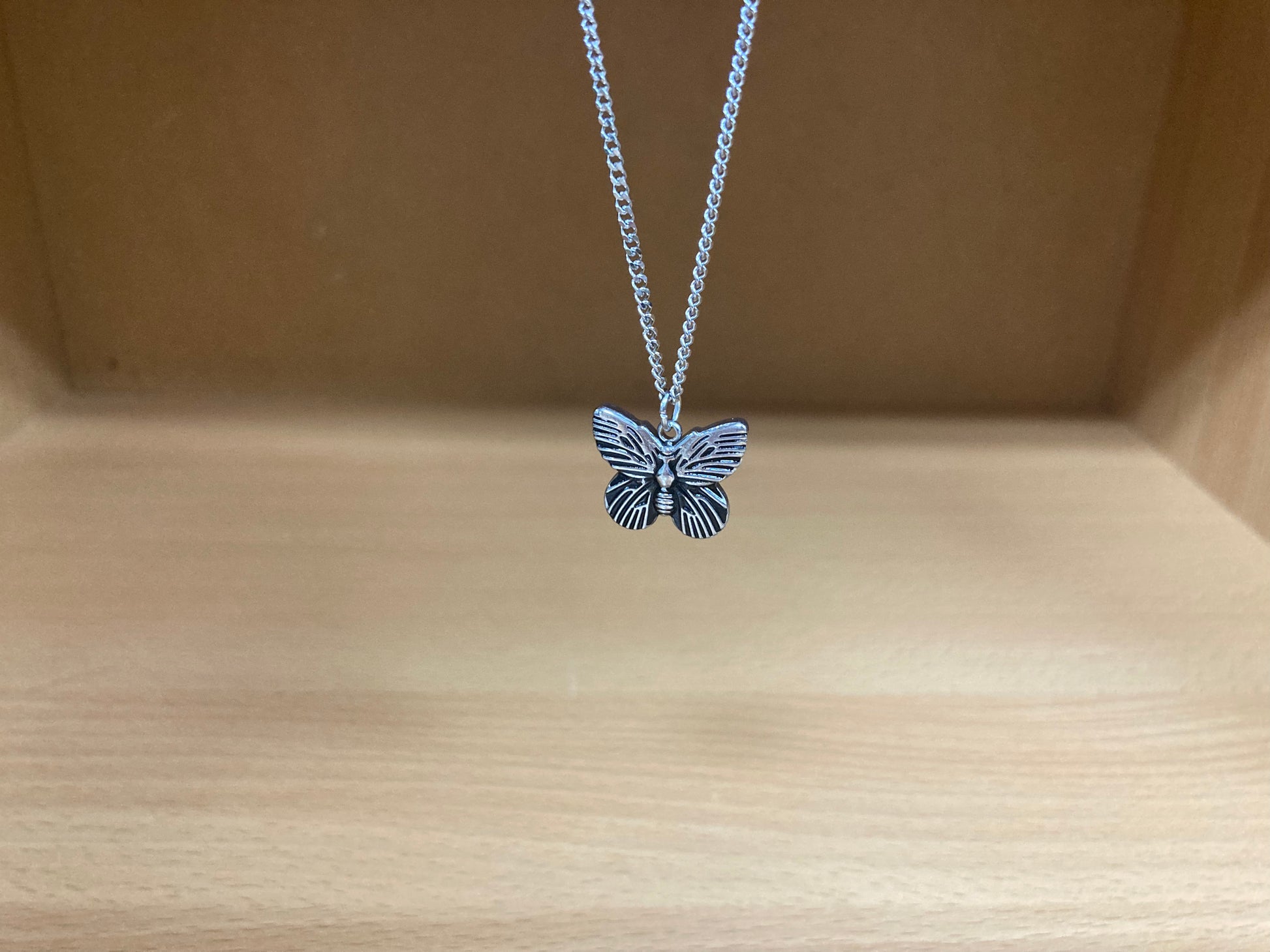 Tiny Treasures Seoul - Mini Butterfly Pendant Necklace (Surgical Steel) Front View