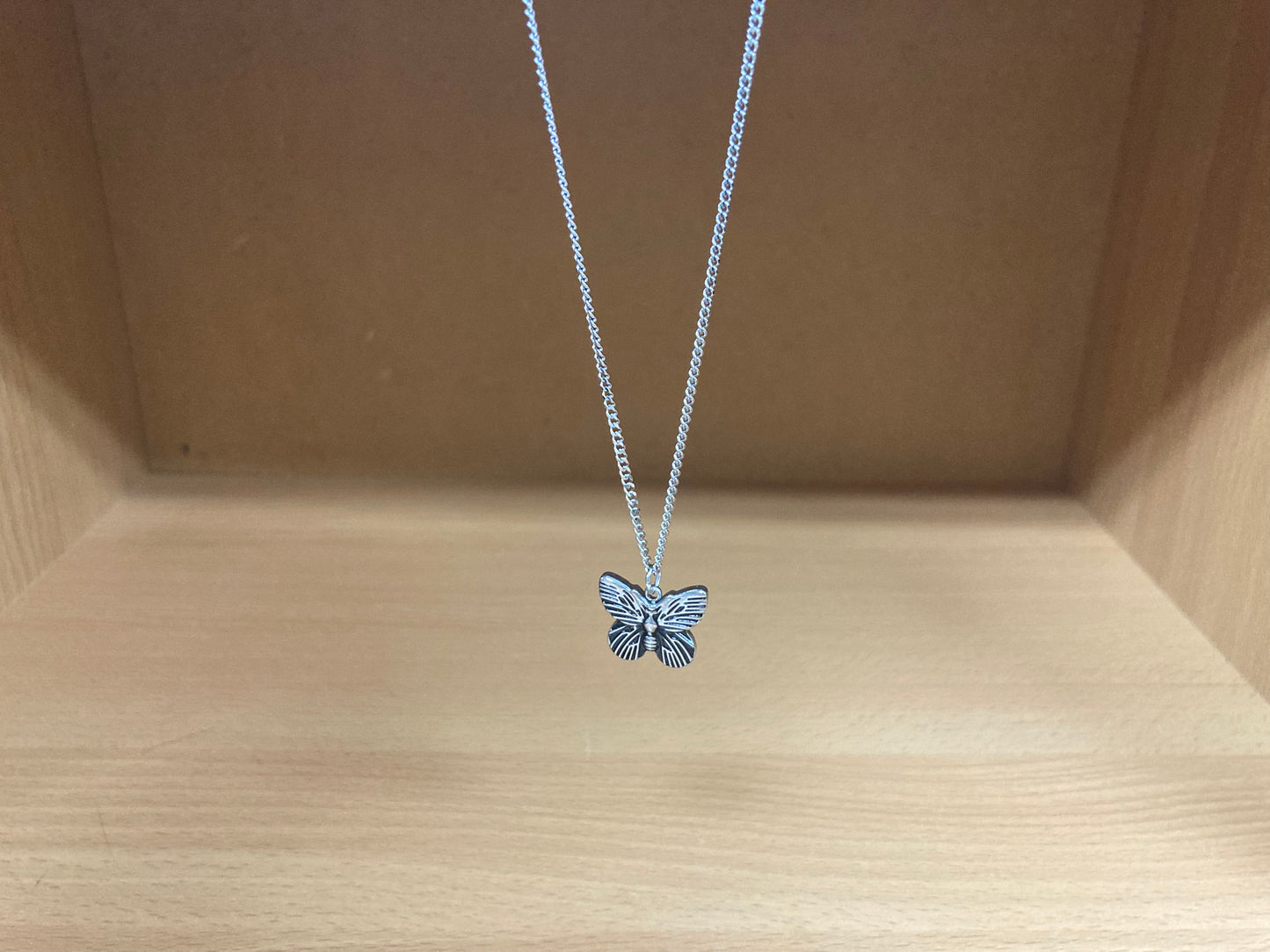 Tiny Treasures Seoul - Mini Butterfly Pendant Necklace (Surgical Steel) Front View 2