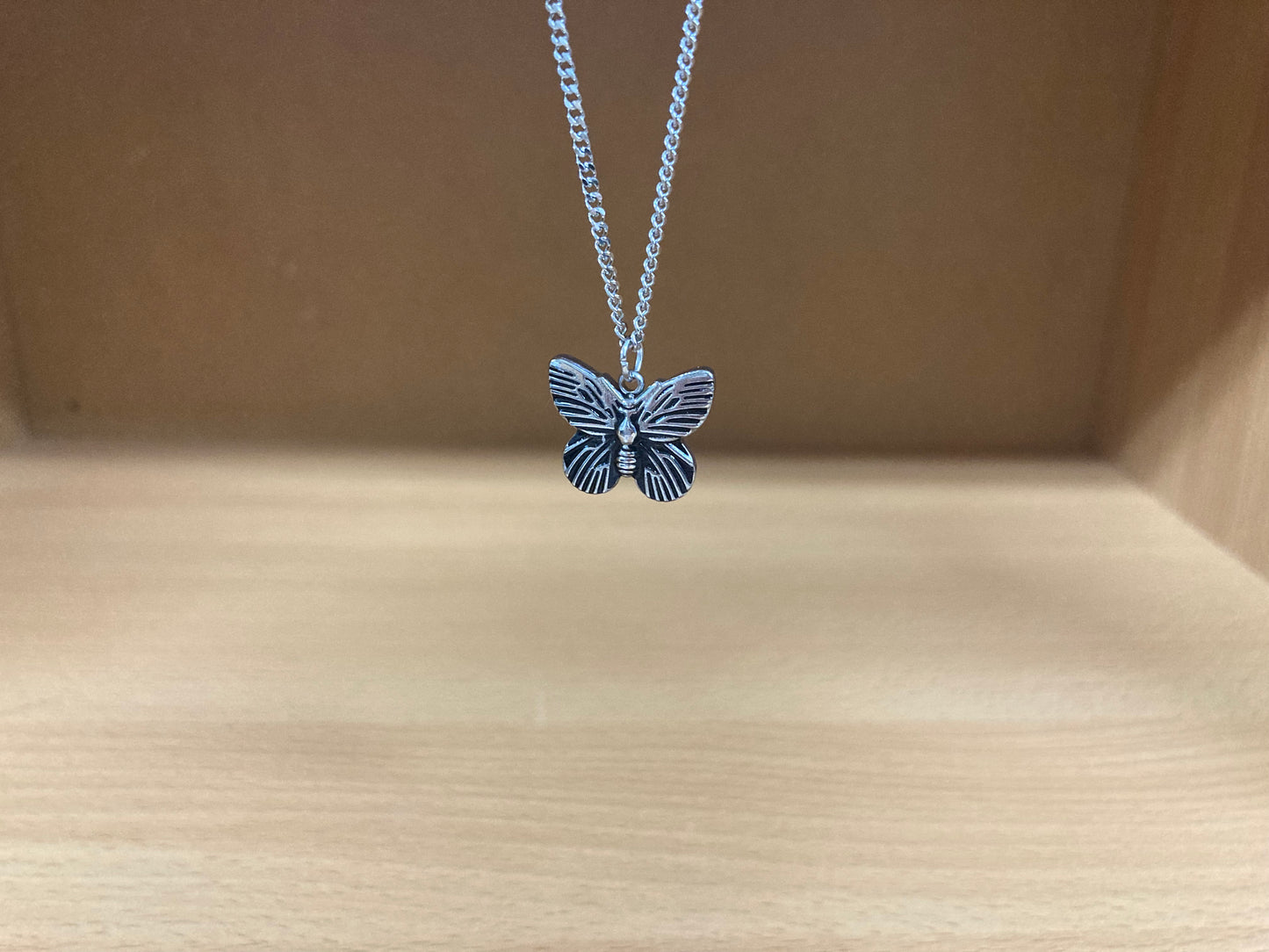 Tiny Treasures Seoul - Mini Butterfly Pendant Necklace (Surgical Steel) Close up View