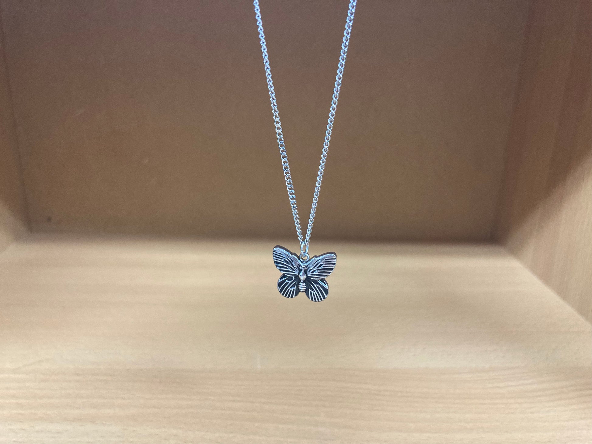 Tiny Treasures Seoul - Mini Butterfly Pendant Necklace (Surgical Steel) Front View 3