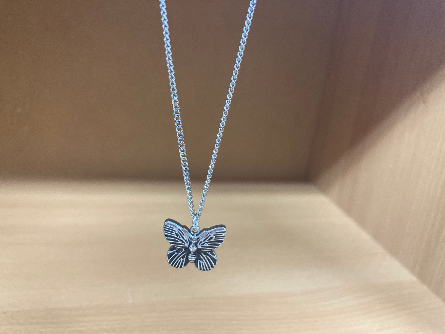 Tiny Treasures Seoul - Mini Butterfly Pendant Necklace (Surgical Steel) Front View 4