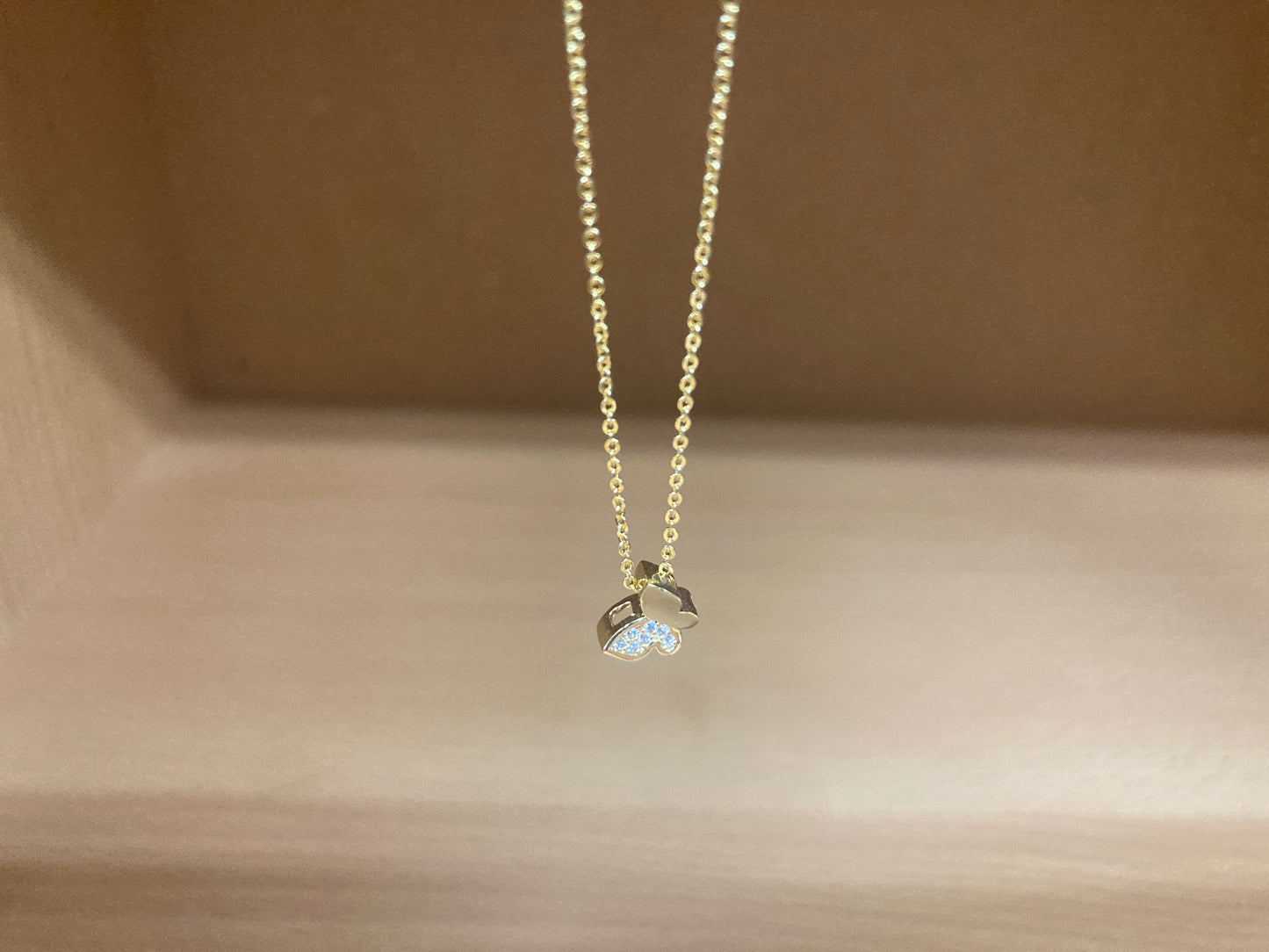 Tiny Treasures Seoul - Mini Butterfly Sparkle Necklace (Gold) 11