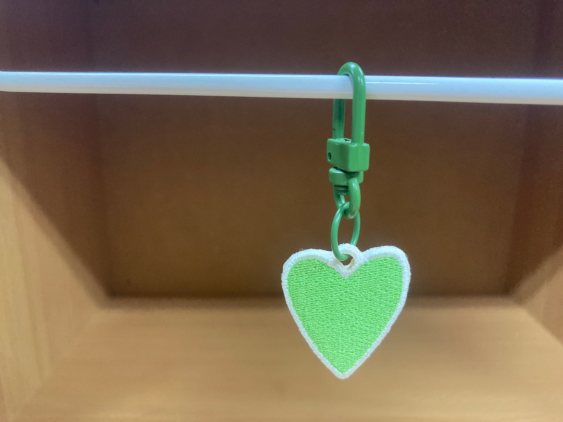 Tiny Treasures Seoul - Mini Mint Green Heart Embroidered Bag Charm 3