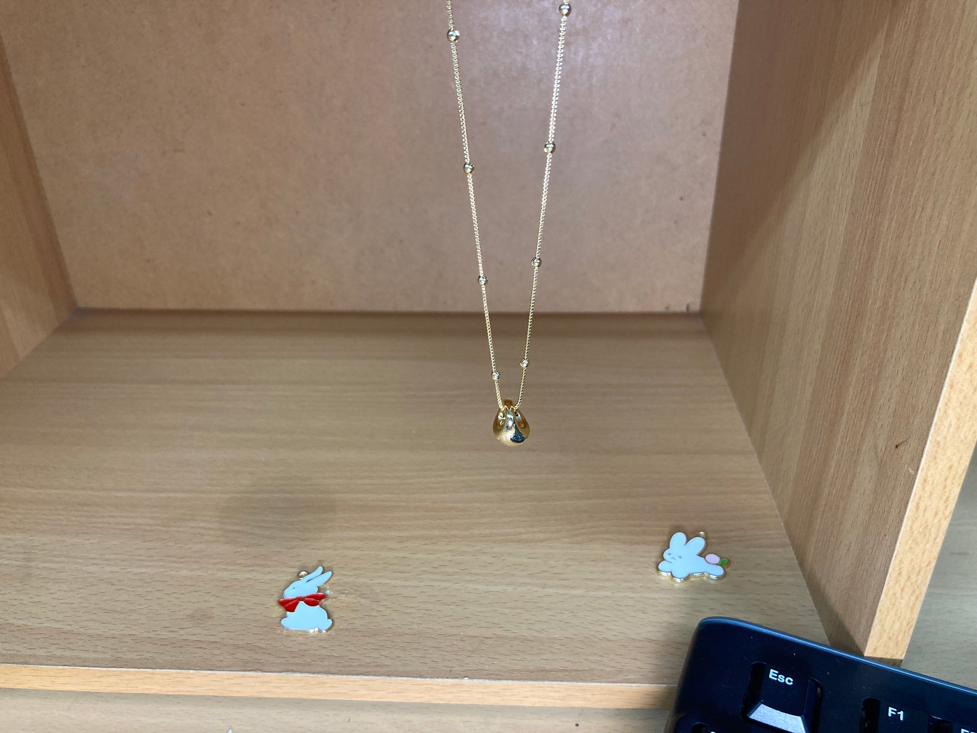 Tiny Treasures Seoul - Mini Organic Drop Necklace (Gold) Chain View