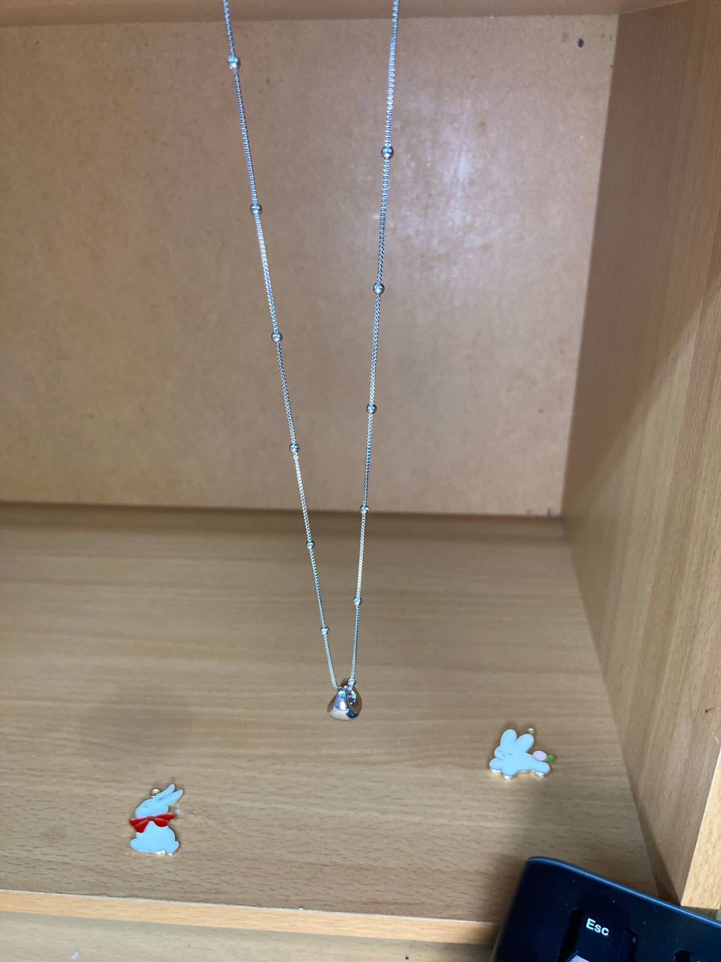 Tiny Treasures Seoul - Mini Organic Drop Necklace (Silver) Down View