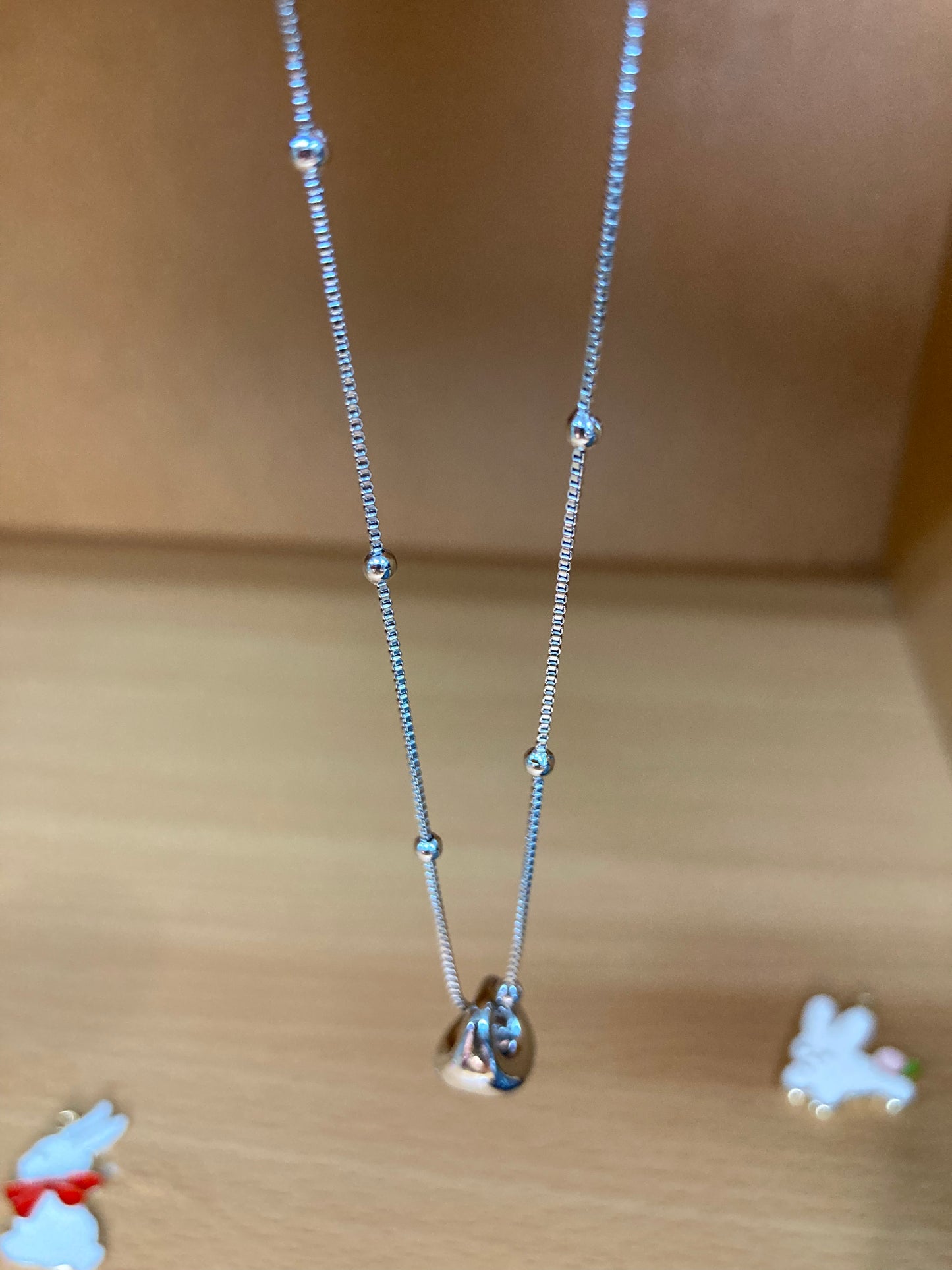 Tiny Treasures Seoul - Mini Organic Drop Necklace (Silver) Detail View