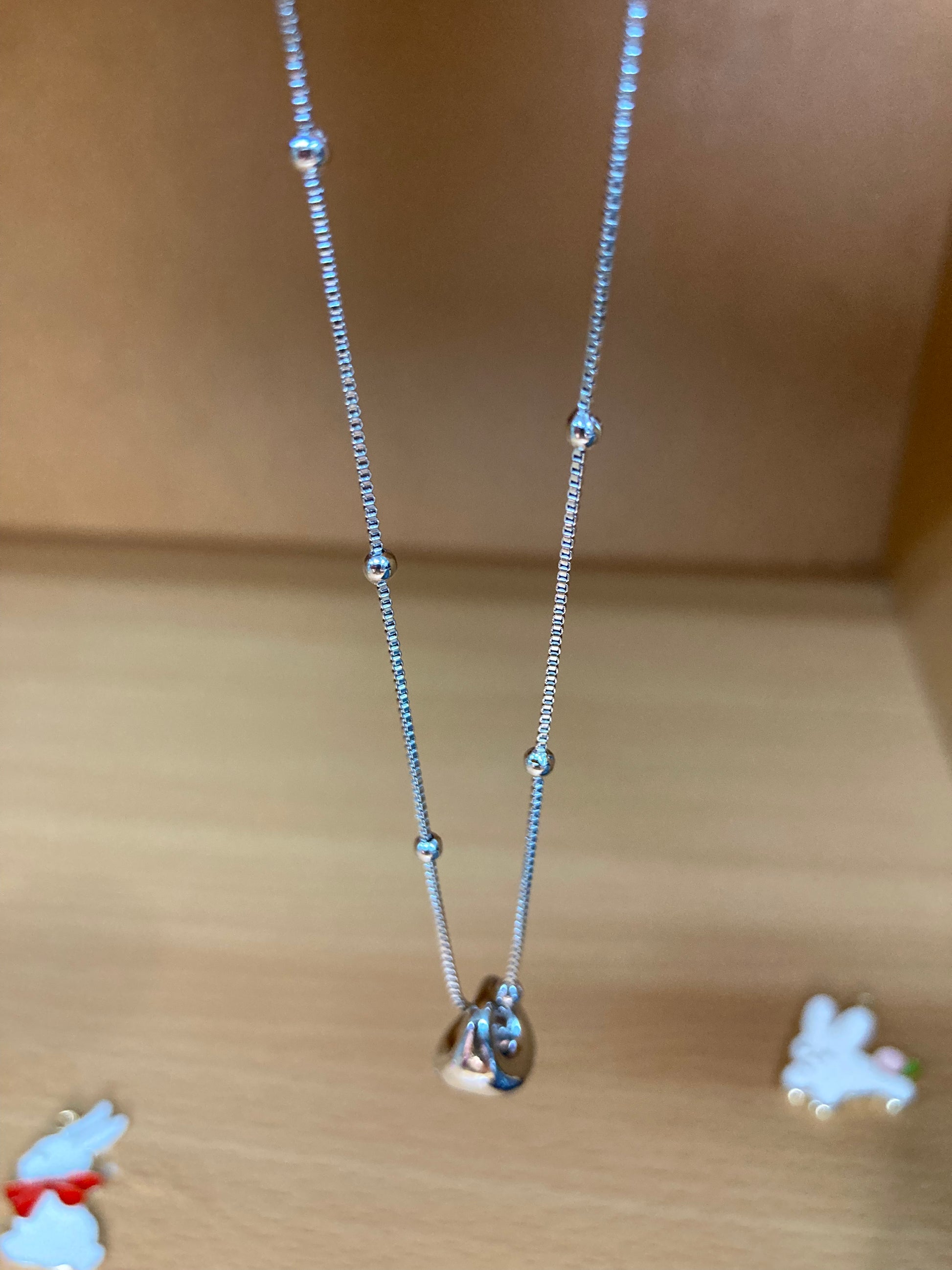 Tiny Treasures Seoul - Mini Organic Drop Necklace (Silver) Detail View