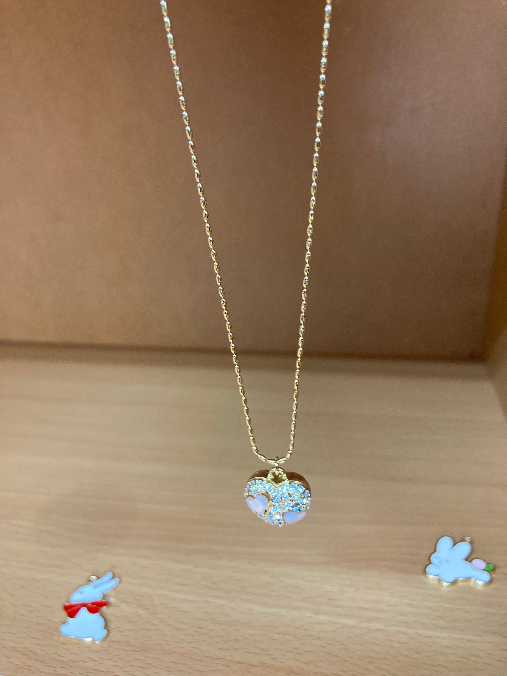 Tiny Treasures Seoul - Mini Pastel Heart Pendant Necklace (Gold)